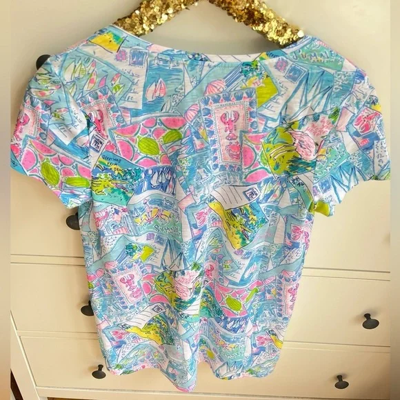 NWT Lilly Pulitzer WISH YOU WERE HERE Etta Tee Shirt - Picture 4 of 11